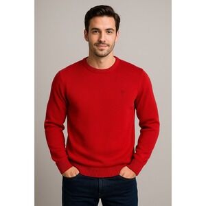 Chaps Knit Sweater Size 2XL Mens Red Crewneck Heavyweight Long Sleeve Cotton NWT